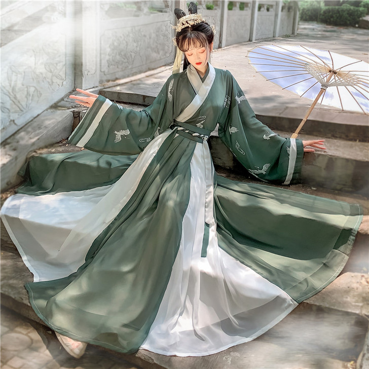 汉旭长安故里汉服女齐腰襦裙晋制交领三件套