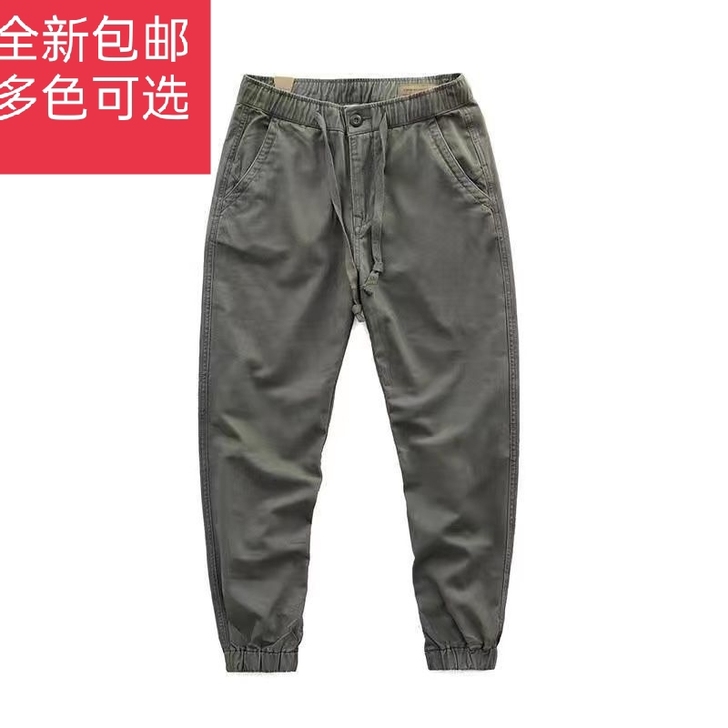 全新潮牌秋季男士工装长裤纯棉宽松休闲裤束脚...