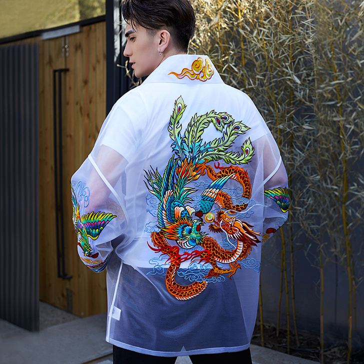 贝勒府中国风透明旭凤刺绣汉服外套开衫男女同...