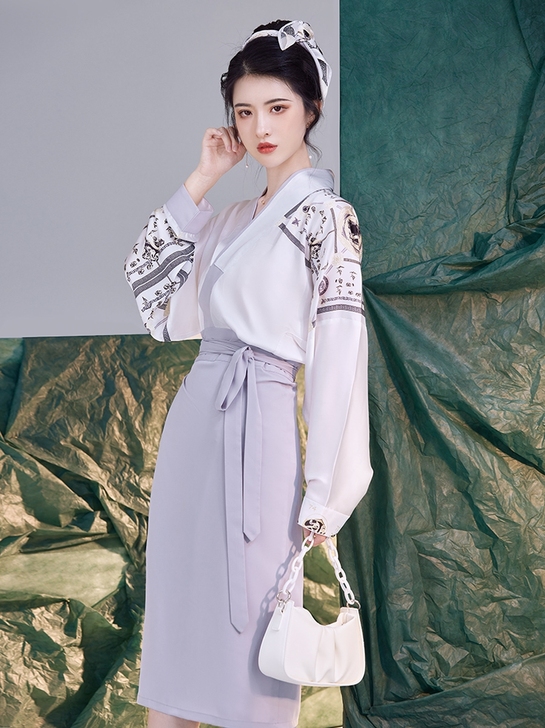 织造司 改良汉服 宋制女 飞机袖短衫配长裙
