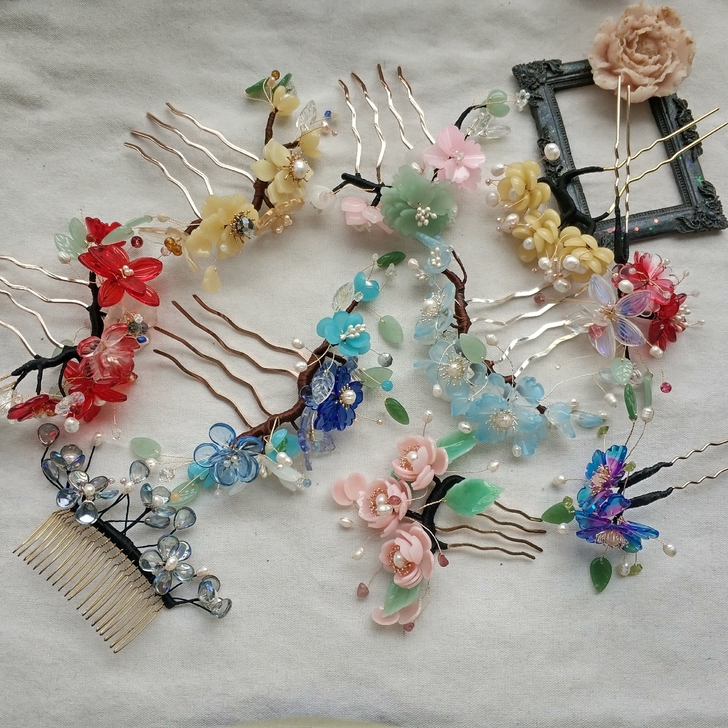 发饰第1弹白菜发簪琉璃热热缩练手款清仓