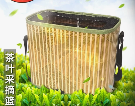 折叠式茶叶采摘篮摘茶叶篮子采茶篮竹篮竹娄背...
