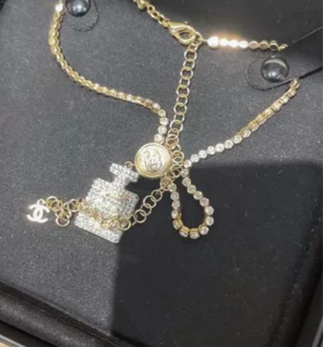 全新 香奈儿限量经典5号水钻金币双C链条香...