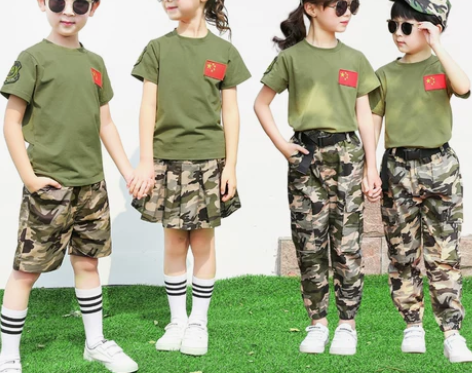 国庆节儿童演出服迷彩服套装男女童特种兵军训...