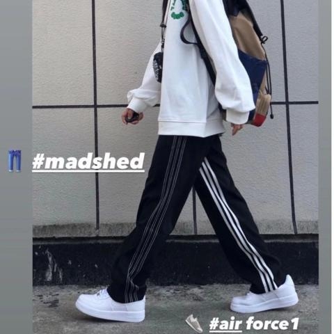 潮牌宽松vibe风垂感百搭黑色直筒裤ins...