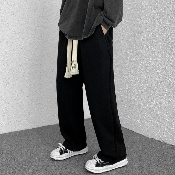 高街裤子男春秋季编织抽绳宽松垂感休闲裤女百...