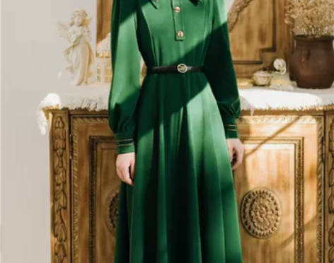 法式少女减龄智熏过膝长裙子春季2020新款...