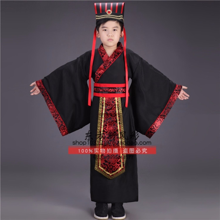 儿童古装汉服男童表演出服装战国秦汉朝丞相大...