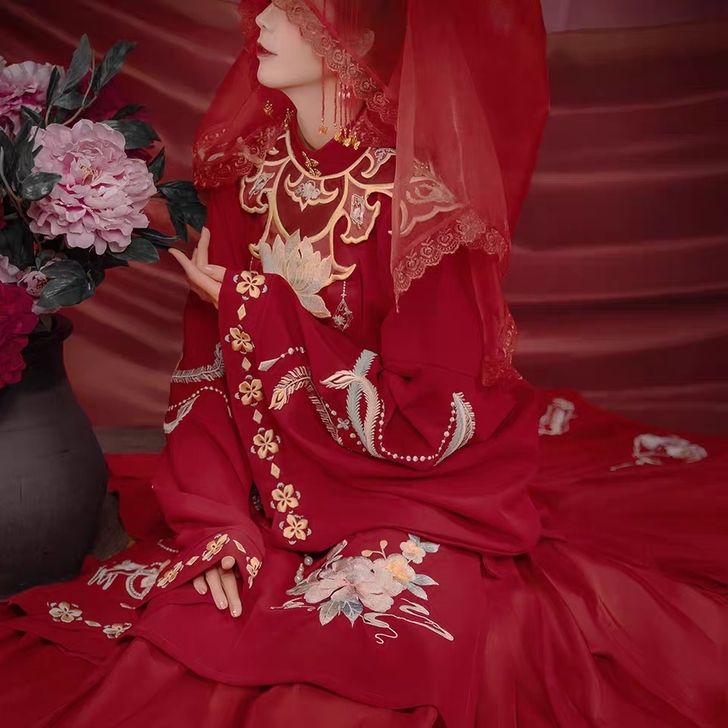 出 墨莲居【婚期】原创明制立领婚嫁汉服m码...