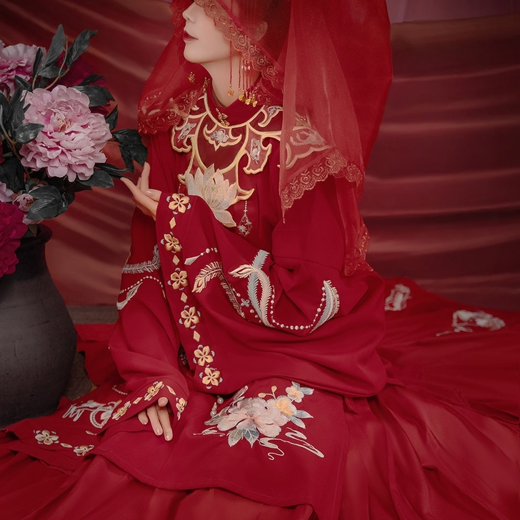 墨莲居【婚期】原创明制立领婚嫁汉服-现货