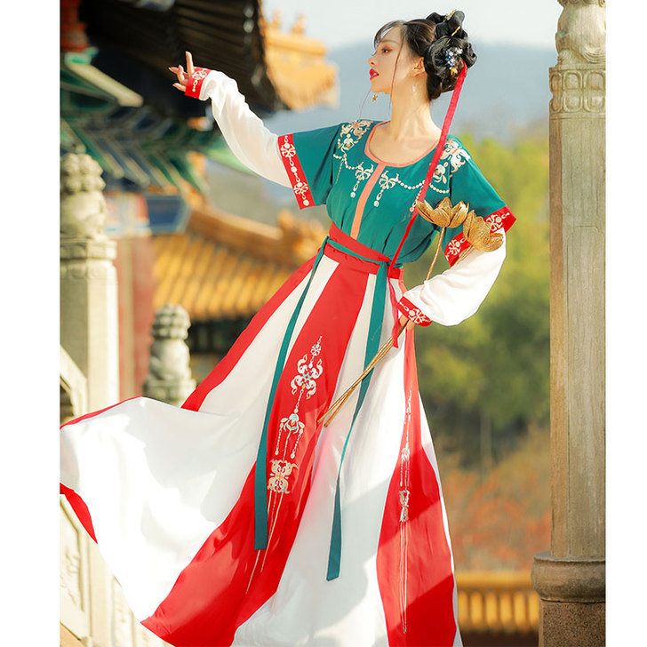 桔屿正品原创汉服女和铃坦领半臂刺绣齐腰十二...