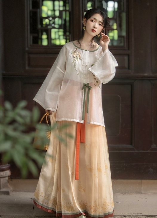 超好看的桔屿【茶】明制圆领对襟衫，夏款，轻...