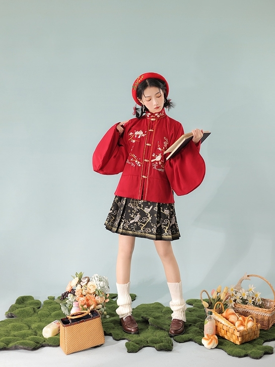 桔屿原创汉服女明制对襟立领【春晓】百迭裙改...