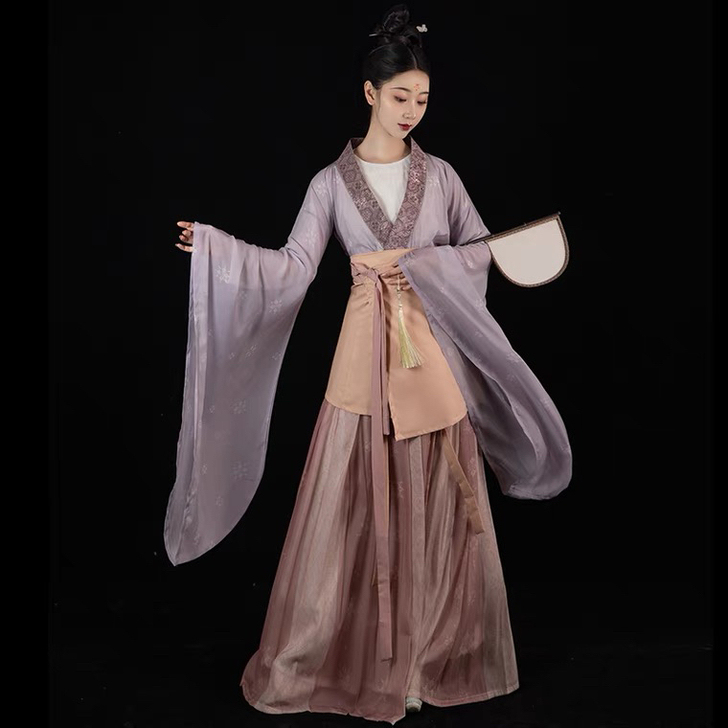 桔屿原创汉服女【春庭晚望】南北朝大袖齐腰襦...