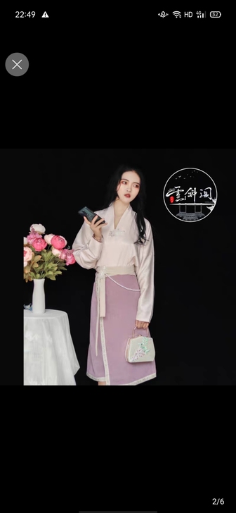 云钟阁仿文物汉服宋制三件套直领对襟飞机袖一...