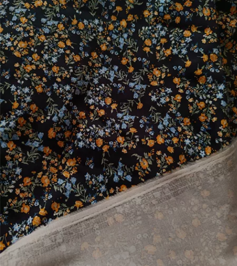 新款纯棉麻印花布料小碎花布复古田园风布料服...