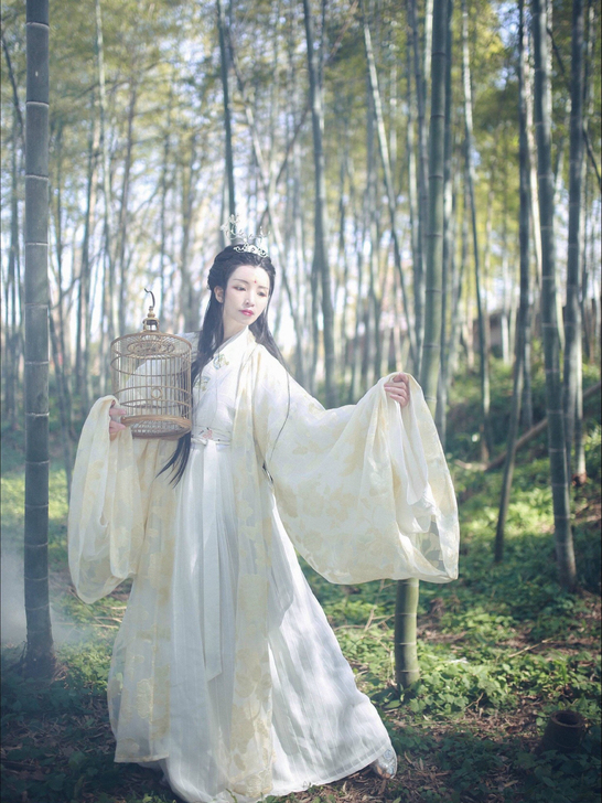 毕方魏晋绣花刺绣织金烫金交领齐腰