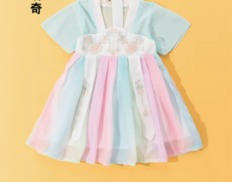 宝宝汉服裙洋气周岁小童古风裙2021新品女...