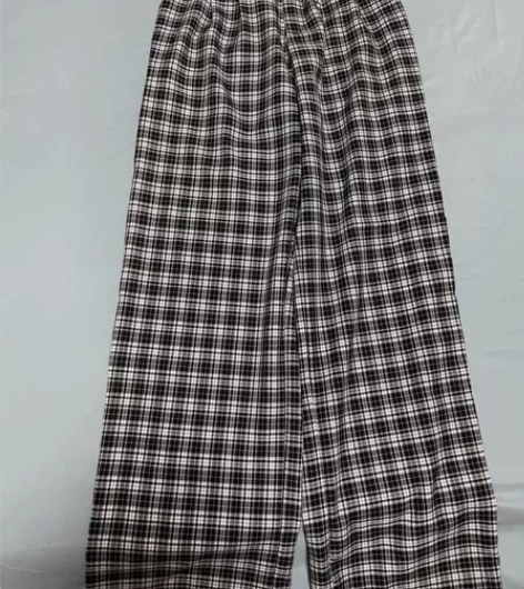 西町村屋  格子直筒休闲裤女 黑白格纹，S...