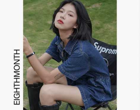 EM牛仔工装连体裤夏季女薄款套装高级感显瘦...
