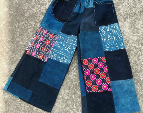 民族风宽松刺绣休闲裤百搭绣花文艺复古拼布阔...