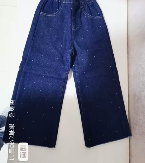 波点牛仔裤,加绒阔腿裤,120码,全新,裤...