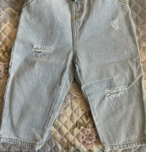 孕婴店购入洋气九分牛仔裤，正常穿九分，挽裤...