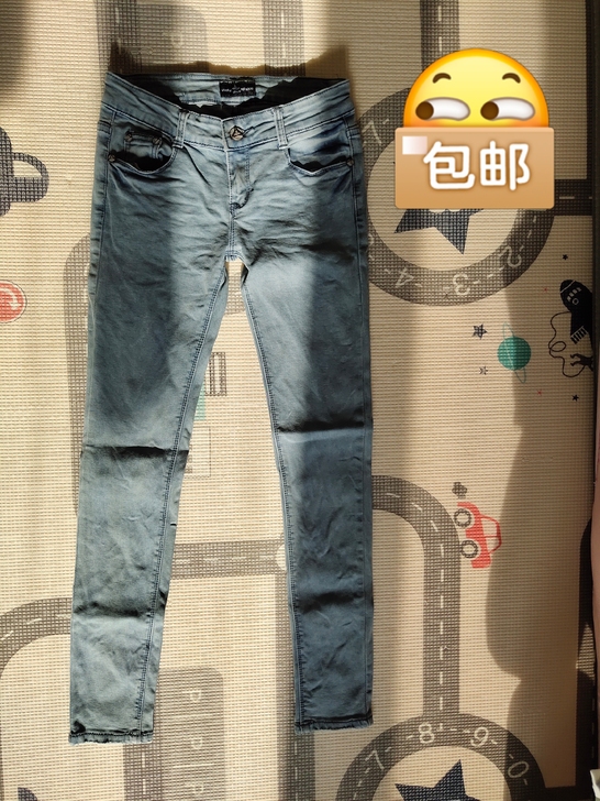 薇薇安小脚低腰小脚牛仔裤烟灰色韩国制造