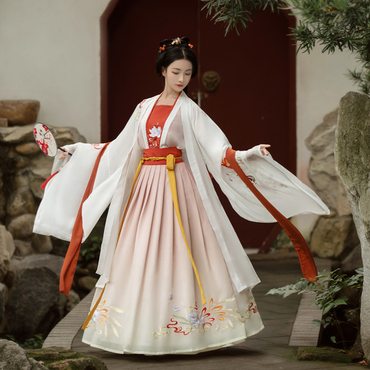 千韵岗凤卿莲汉服女秋冬正品原创中国风古装白...