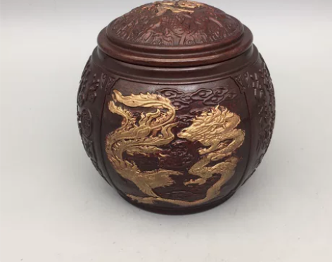 古玩铜器收藏，龙凤百福茶叶罐，工艺精湛 ，...