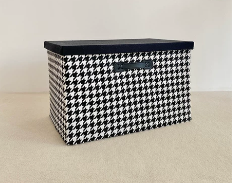 衣服收纳箱千鸟格布艺折叠盒大号衣物整理筐衣...