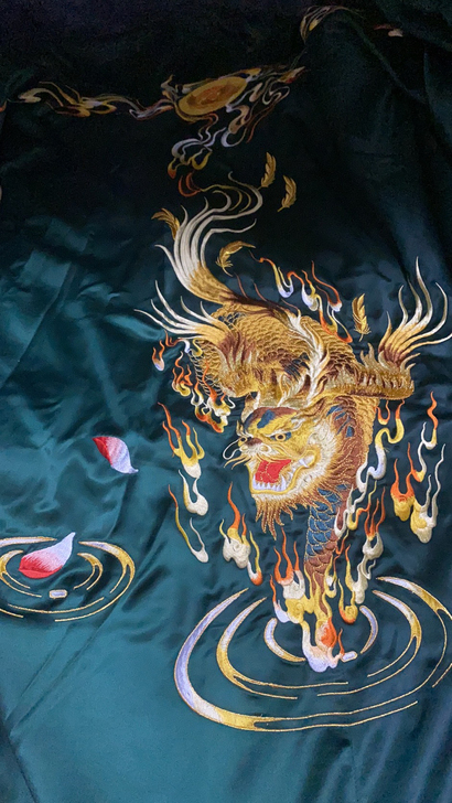 序绘汉服  麒麟祥瑞汉服  墨绿色全套XL...