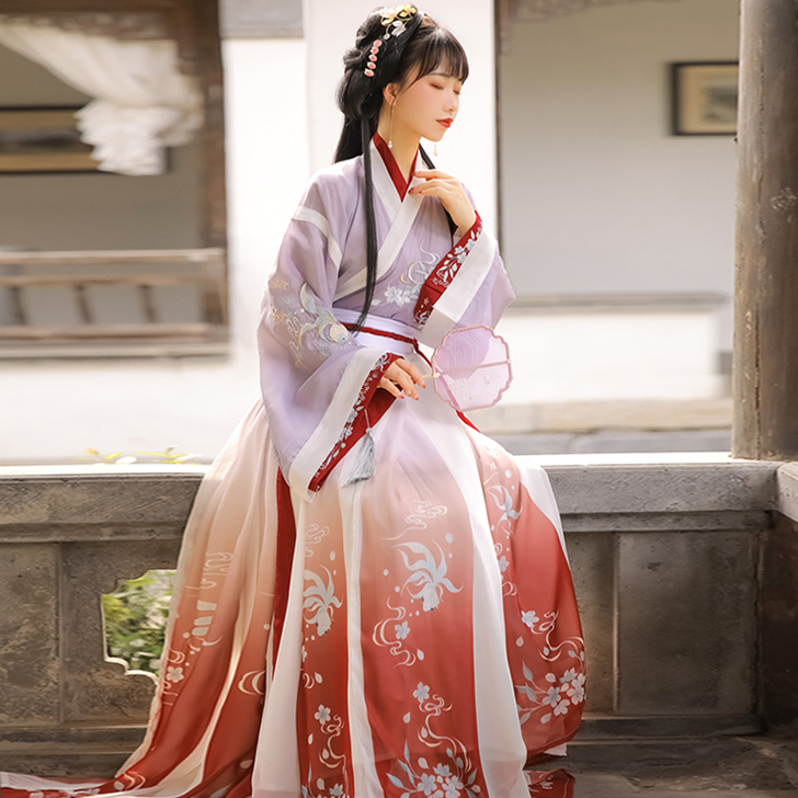 概季汀兰汉服女中国风正品原创晋制刺绣6米摆...