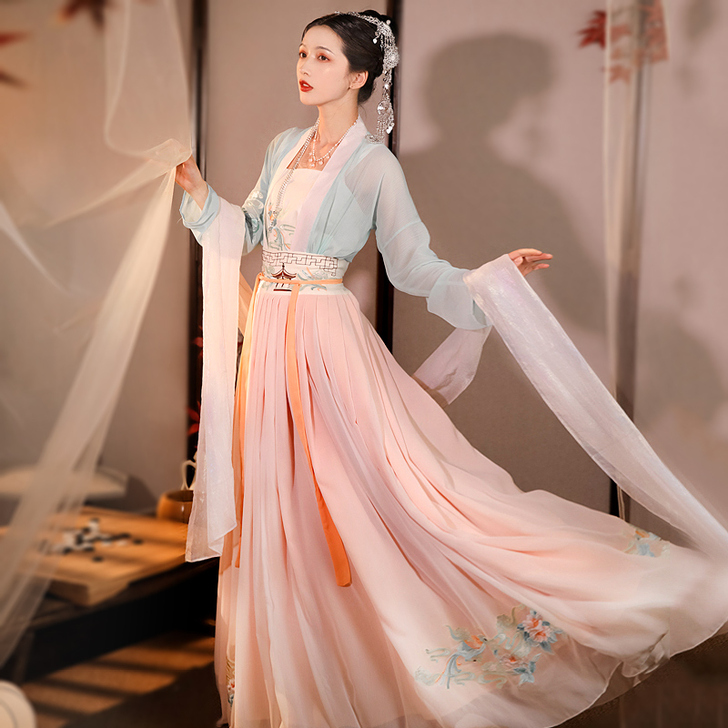 劲合画堂春汉服女正品原创对襟齐腰襦裙薄款重...