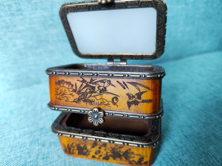 骨质首饰盒 民国收藏四方香粉罐 古玩收藏