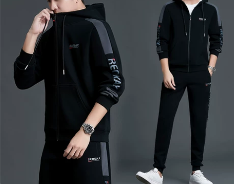 青少年运动套装男士春季连帽开衫卫衣学生休闲...