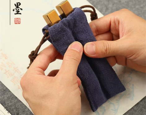 汉墨 黄铜柱镇尺镇纸 黄铜毛笔书法文房四宝...