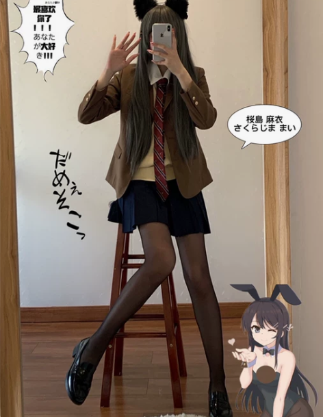 黑丝麻衣学姐JK制服裙正版格短裙套装夏辣妹...