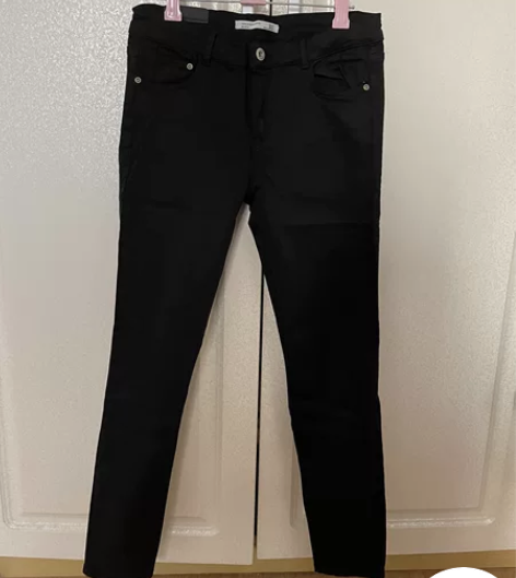 Zara女牛仔裤黑色修身铅笔裤小脚裤女 尺...