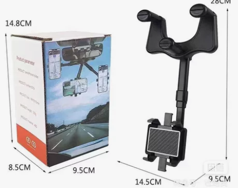 新款通用车载后视镜手机支架360度可旋转手...