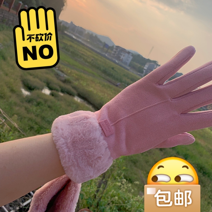 手套女冬加绒可爱骑行防寒保暖加厚触屏韩版i...