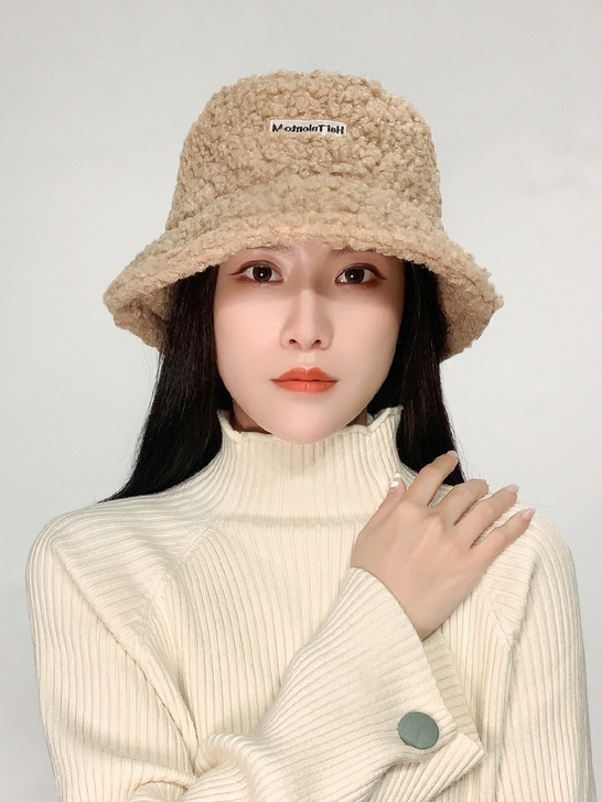 秋冬日系毛绒渔夫帽