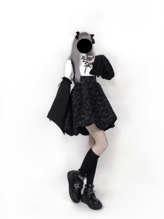 pinksavior魔女集会绑带上衣+暗纹...