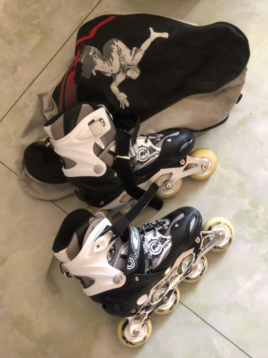 隆峰牌白色直排轮滑，就用过几次，太难学了，...