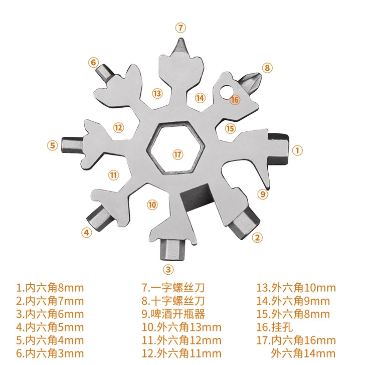 雪花板手多功能组合工具EDC工具户外便携螺...