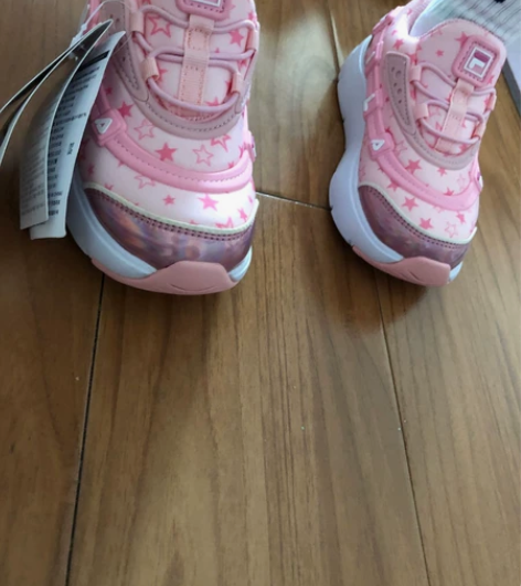 斐乐毛毛虫闪灯童鞋粉色正品尾货韩版新款女童...