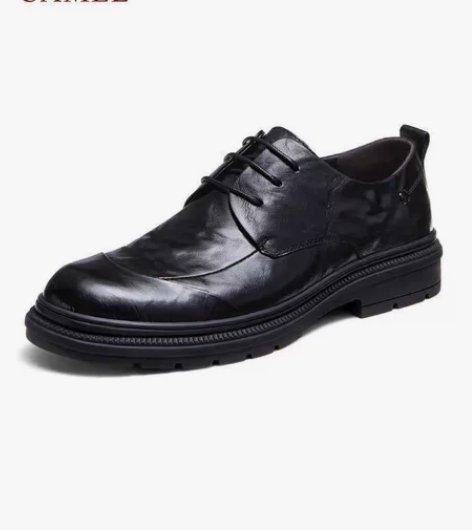 骆驼男鞋2022秋冬新款压花软底舒适男士真...