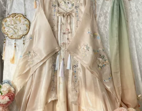 玉术原创汉服女【和音玫瑰】诃子裙重工刺绣唐...