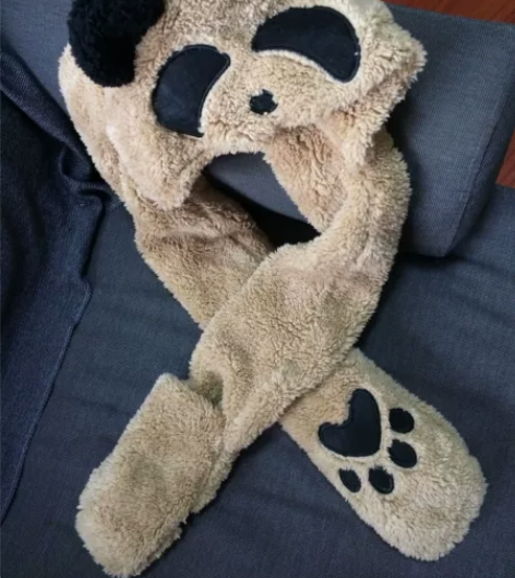 全新特色熊猫羊羔绒连帽围巾，处理几个库存，...