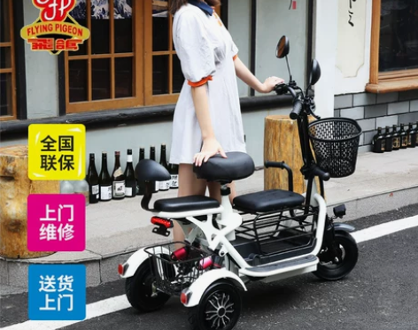 飞鸽电动三轮车家用小型接送孩子老年人女士亲...